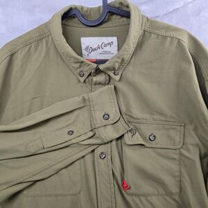 Duck Camp Size XXL Wingshooting Shirt Green Long Sleeve Button Up Nylon